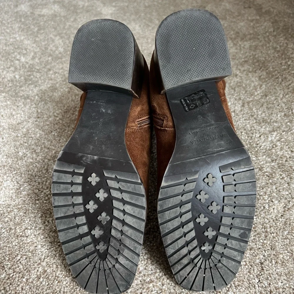 Aquatalia Chestnut Suede Heeled Boots - Picture 5 of 8